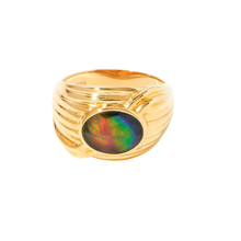 Canadian Ammolite Gems by Kenneth Bradley 'Esme' Ring in 14k Yellow Gold