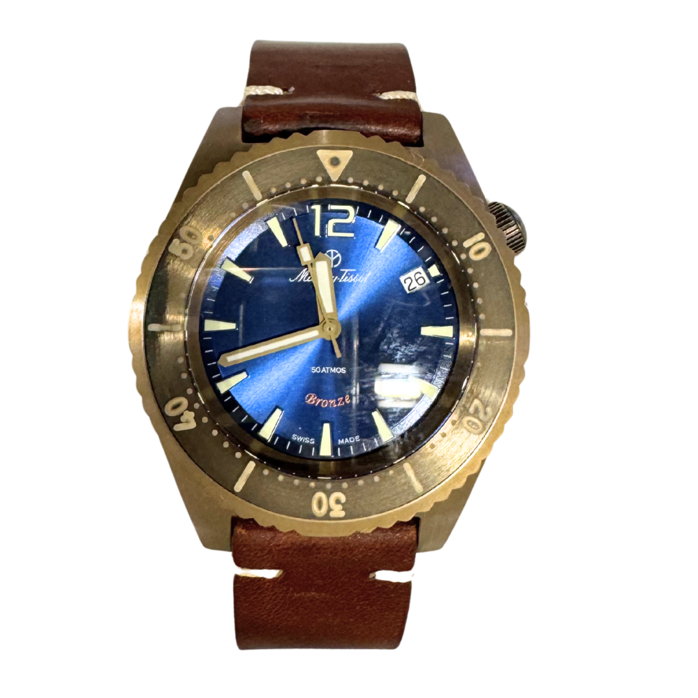 Mathey Tissot Italian Bronze ETA2824 Movement H2892BU Blue Dial Watch - Limited Edition of 25 Pieces