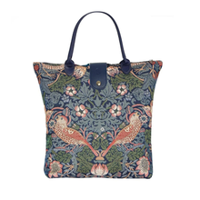 Signare Tapestry William Morris Strawberry Thief Blue Foldaway Bag with Zip Purse