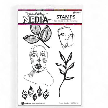 Dina Wakley MEdia Rubber Stamps - Phone Doodles