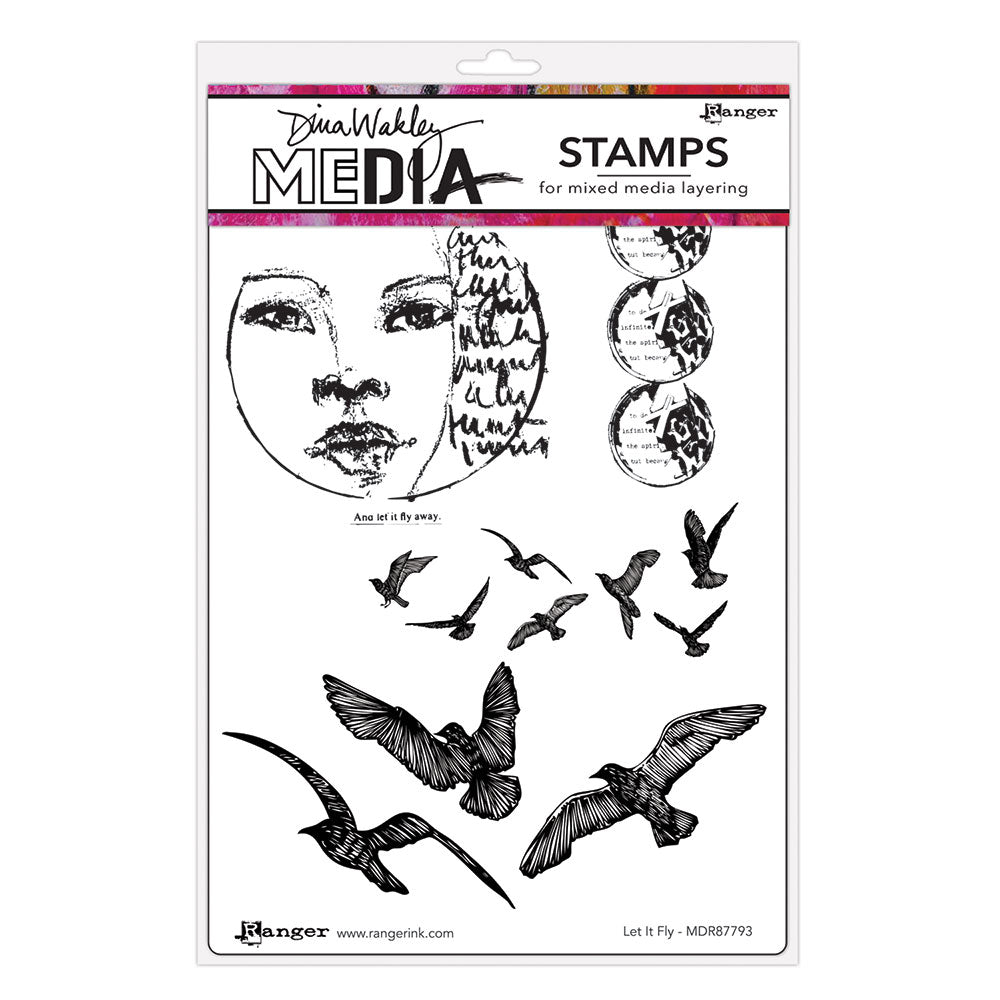 Dina Wakley MEdia Rubber Stamps - Let It Fly