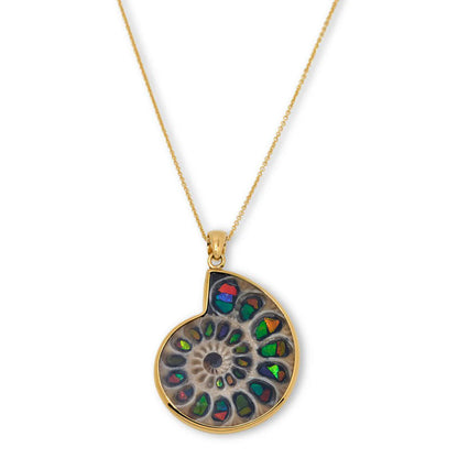 Canadian Ammolite Gems by Kenneth Bradley Madagascar Ammonite Pendant in Rhodium Plated Sterling Silver