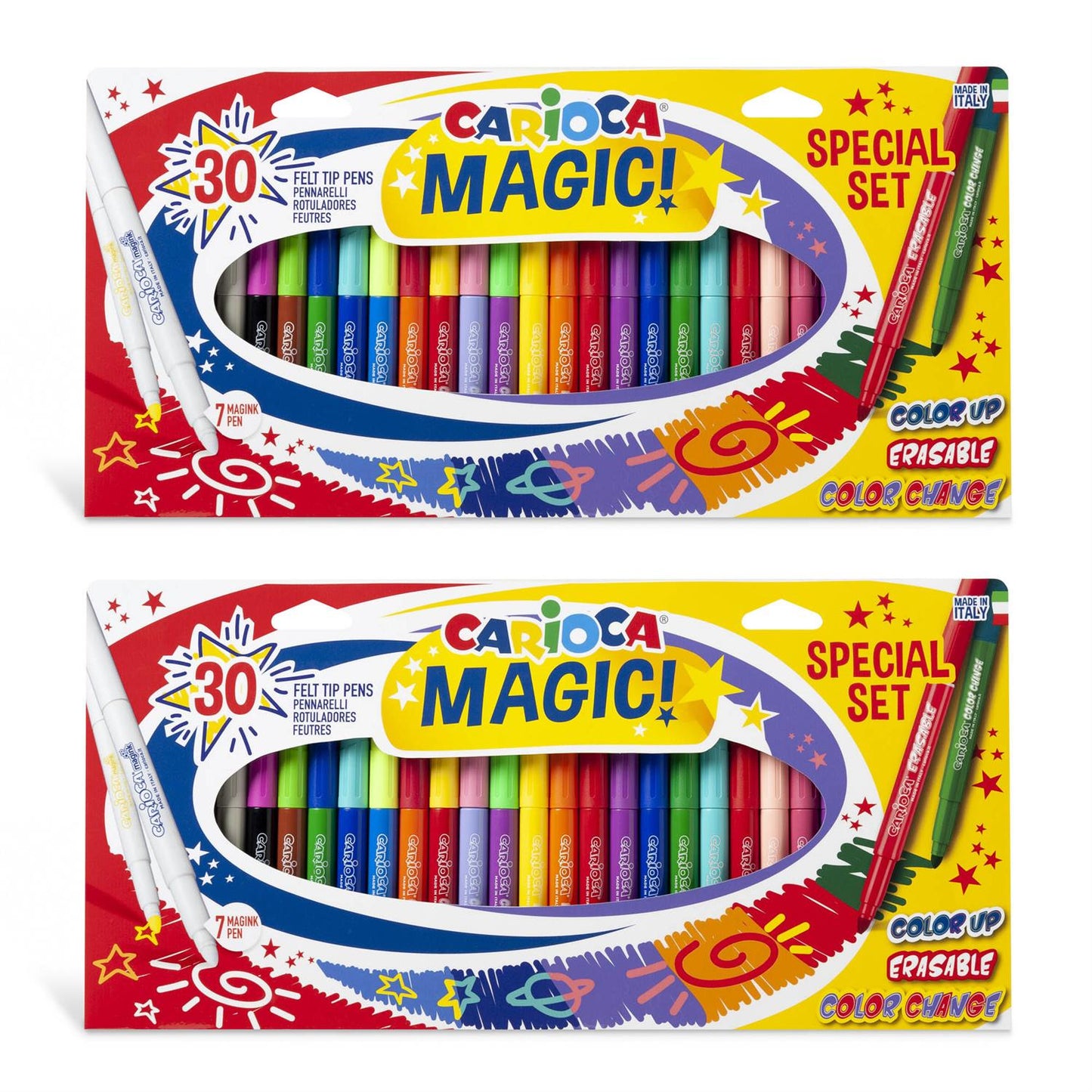 Magic Pens - Colour Changing, Colour Erasing and Colour Stacking Felt Pens - Twin Pack - 60 Pens in total