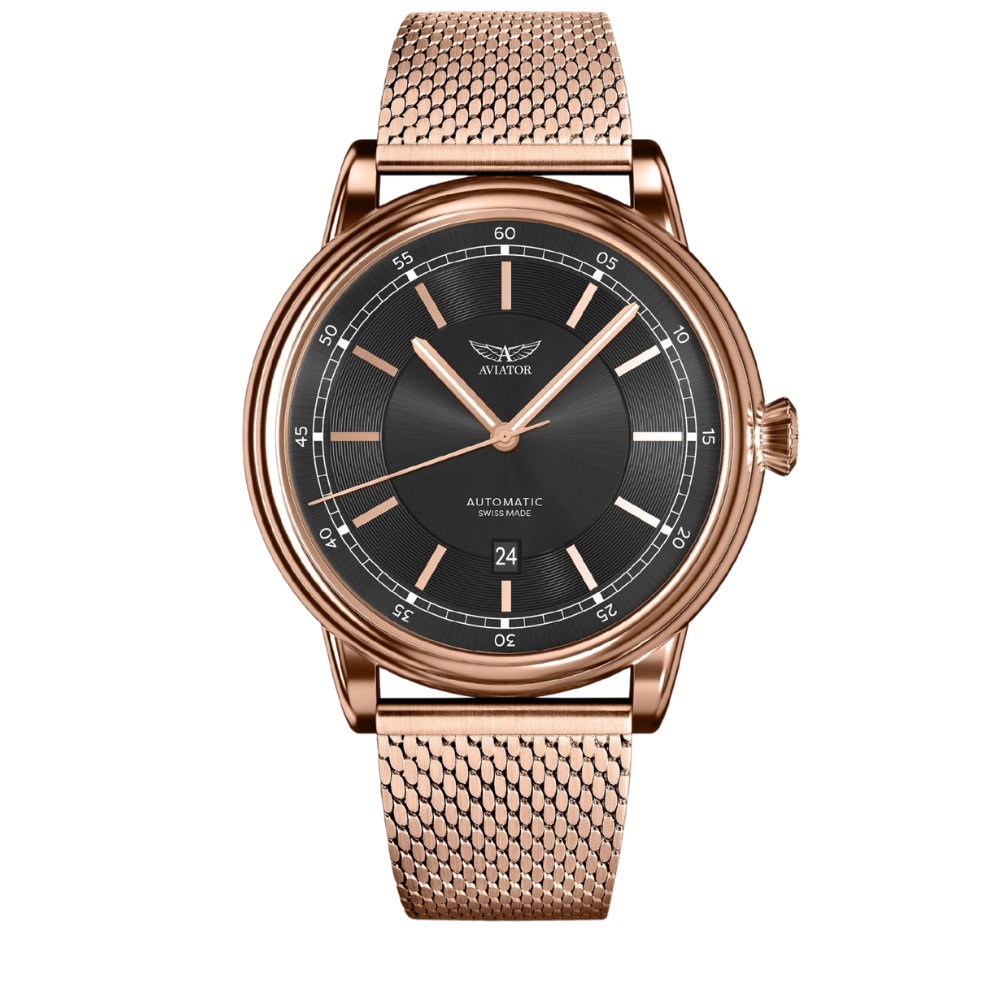 Aviator Douglas DC-3 Black Dial Milanese V.3.32.2.242.5 Automatic Watch