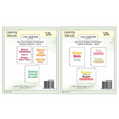 Lisa Horton Crafts Mini Drop Shadow Sentiments - Festive Collection - Set A and Set B