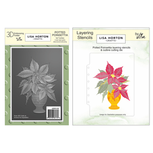 Lisa Horton Crafts Potted Poinsettia 5" x 7" 3D Embossing Folder, Layering Stencils with Die