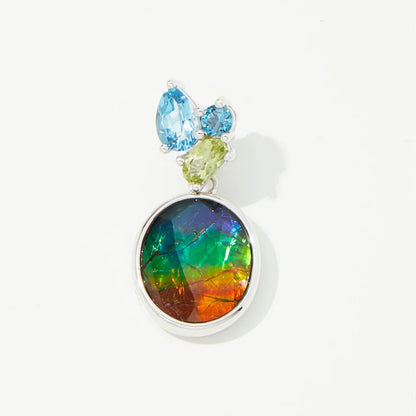 Canadian Ammolite Gems by Kenneth Bradley ‘Olivia’ Pendant with Blue Topaz & Peridot