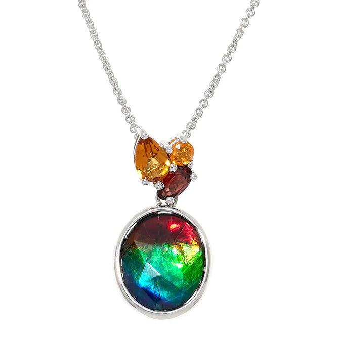 Canadian Ammolite Gems by Kenneth Bradley ‘Olivia’ Pendant with Fire Opal, Garnet & Citrine