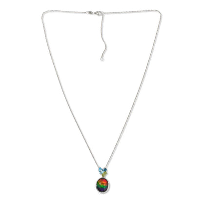 Canadian Ammolite Gems by Kenneth Bradley ‘Olivia’ Pendant with Blue Topaz & Peridot