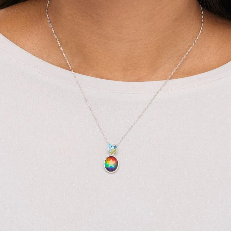 Canadian Ammolite Gems by Kenneth Bradley ‘Olivia’ Pendant with Blue Topaz & Peridot