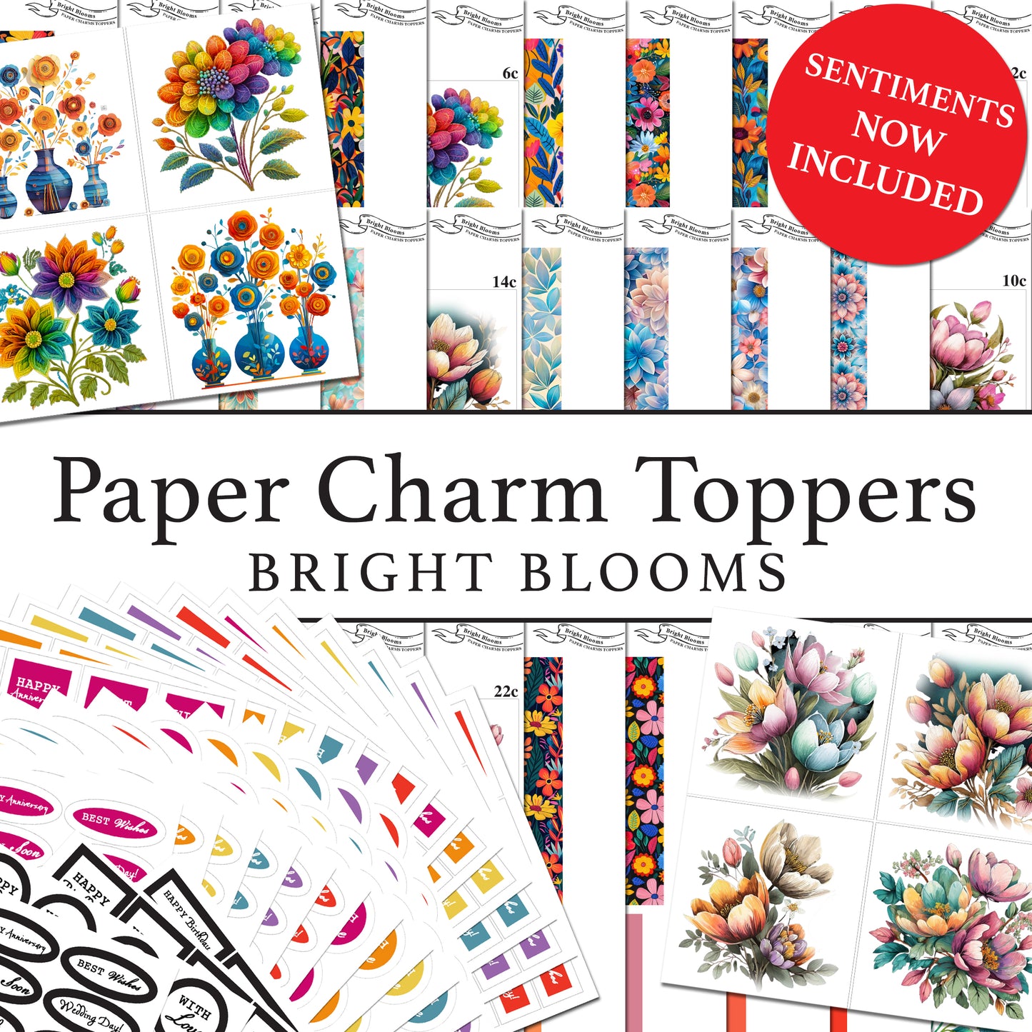The Crafty Witches Paper Charms Toppers Bold & Bright Digital Collection