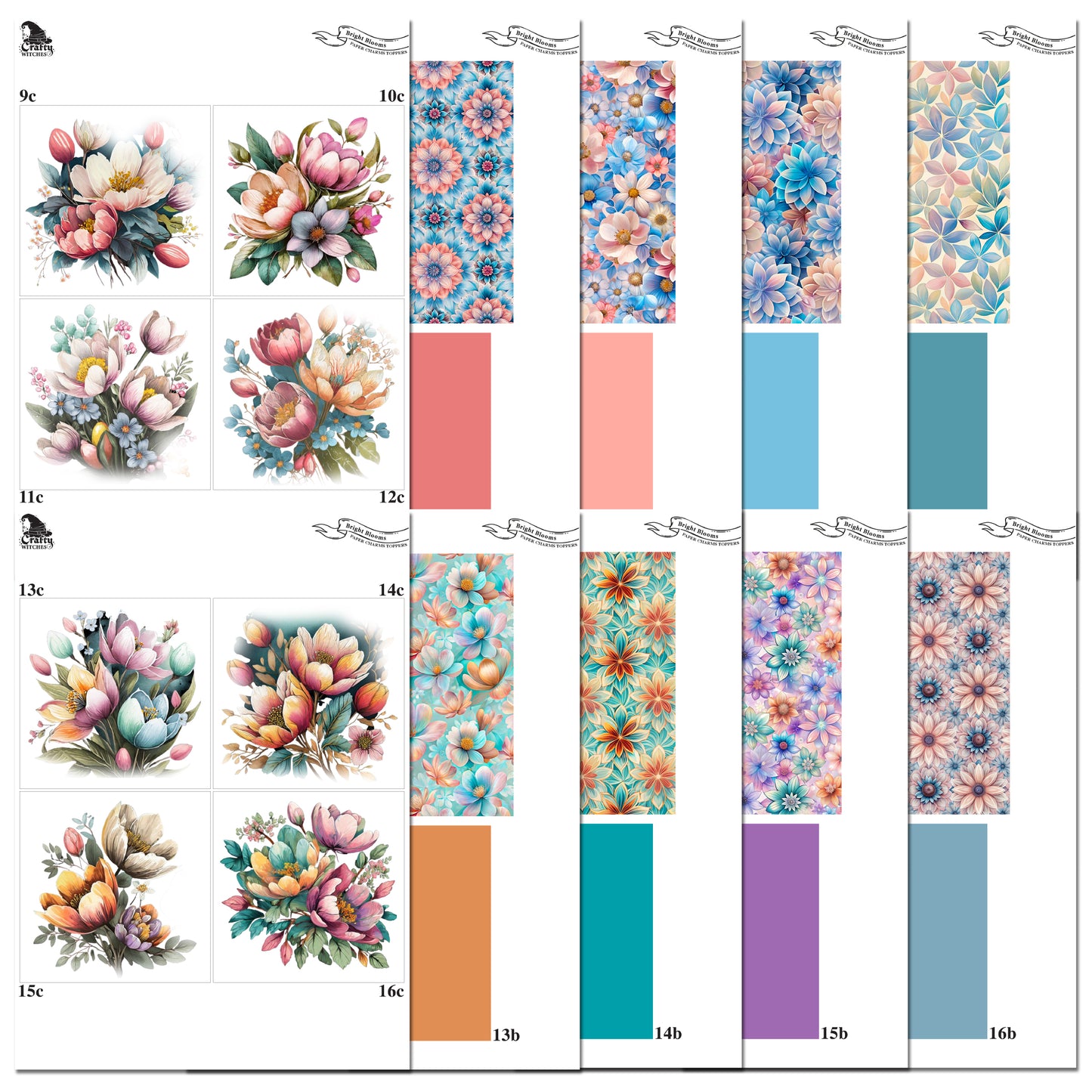 The Crafty Witches Paper Charms Toppers Bold & Bright Digital Collection