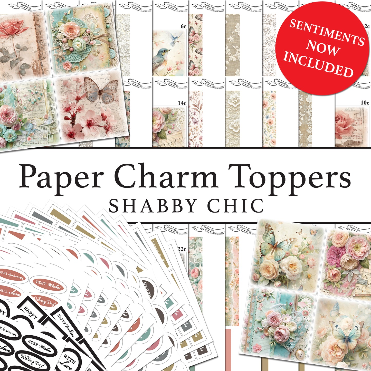 The Crafty Witches Paper Charms Shabby Chic Toppers Digital Collection