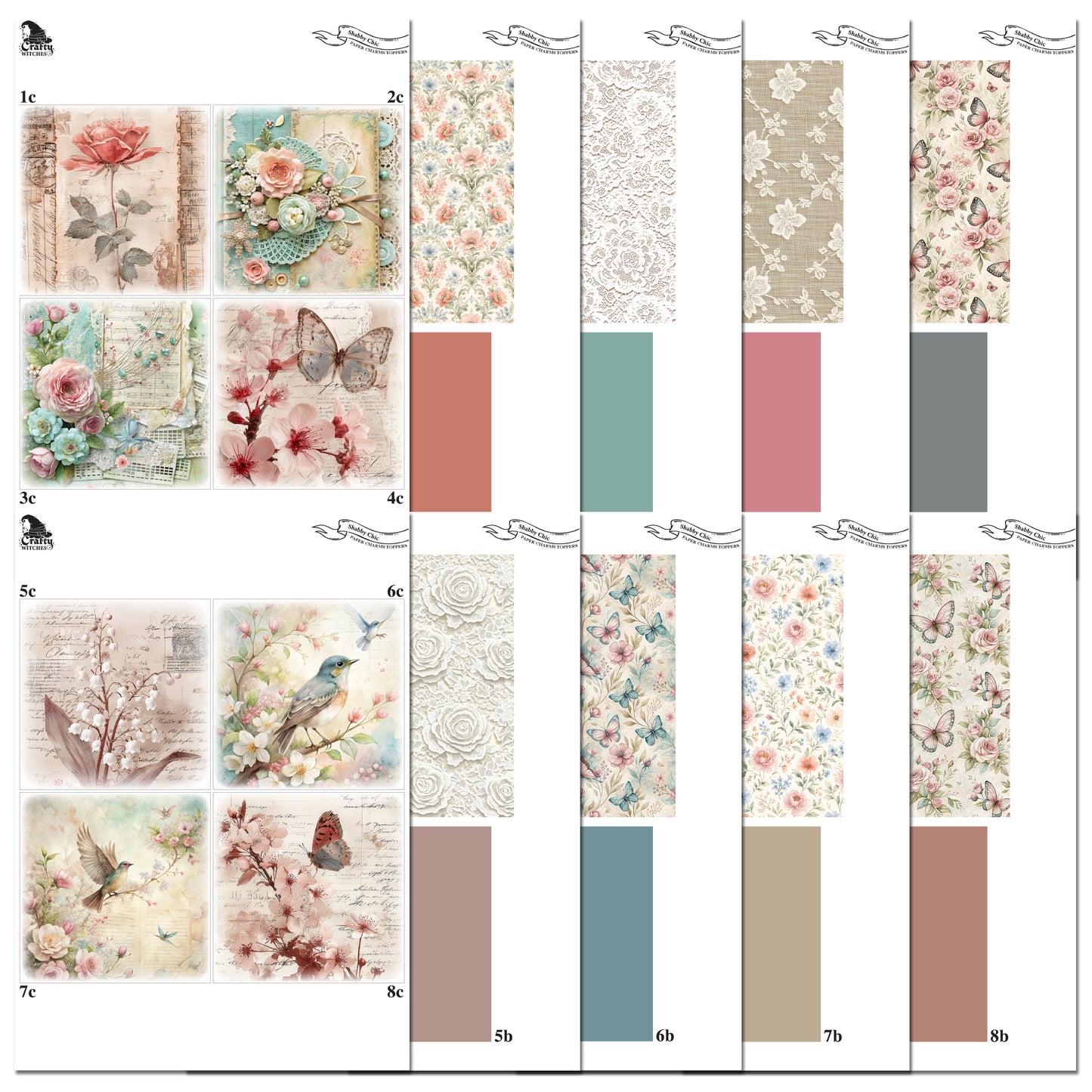 The Crafty Witches Paper Charms Shabby Chic Toppers Digital Collection