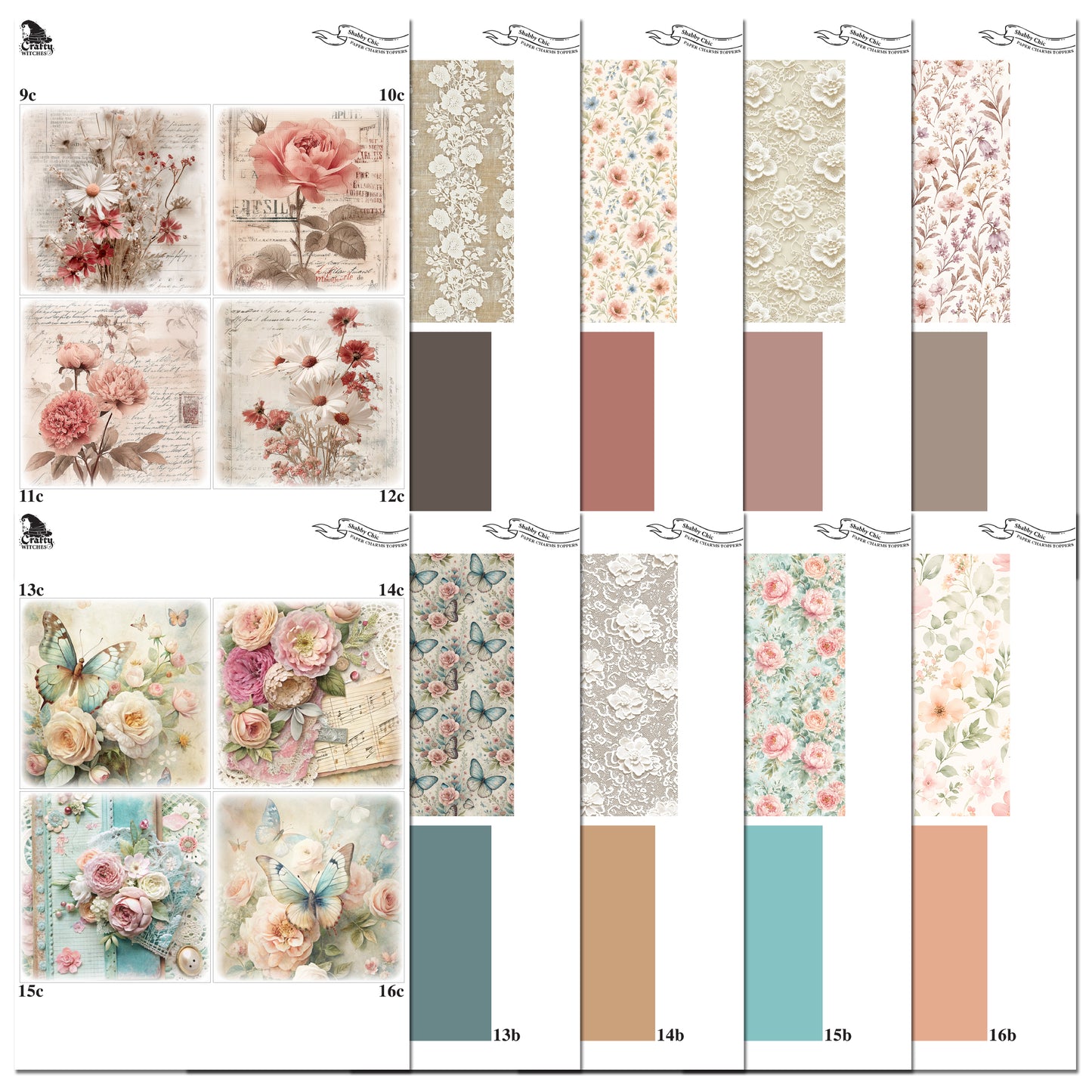 The Crafty Witches Paper Charms Shabby Chic Toppers Digital Collection
