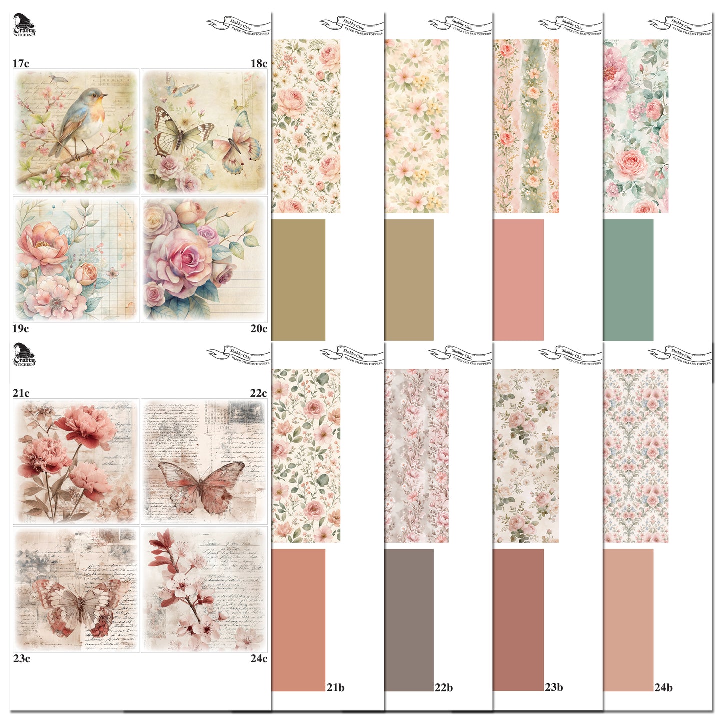 The Crafty Witches Paper Charms Shabby Chic Toppers Digital Collection