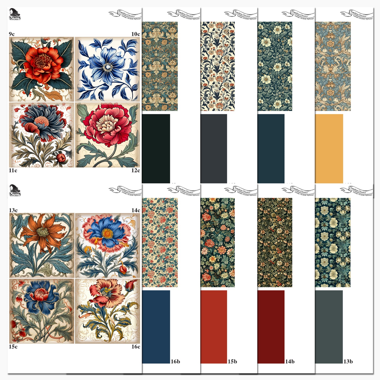 The Crafty Witches Paper Charm Timeless Art Decorative Papers Digital Kit | FREE Crafting Download