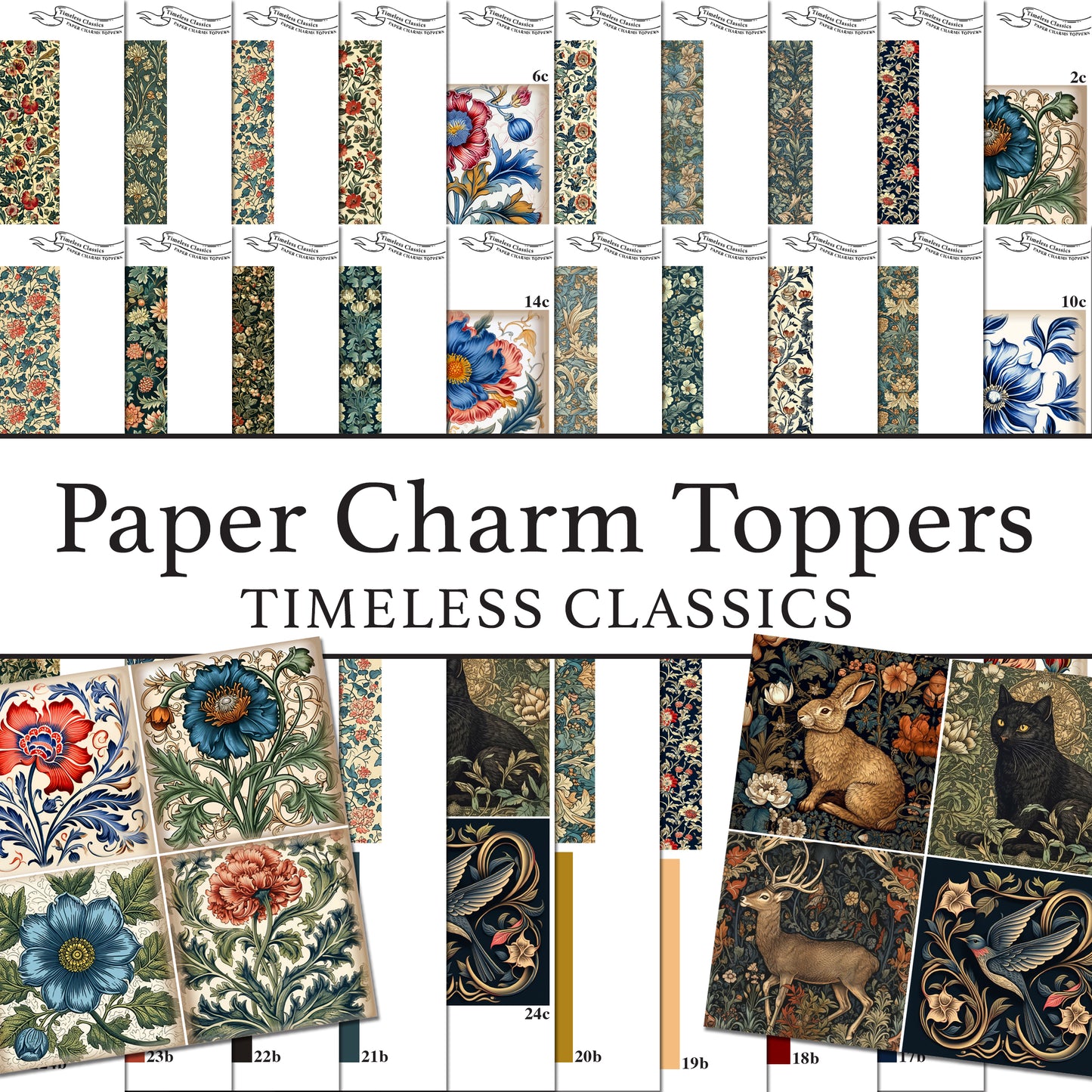 The Crafty Witches Paper Charm Timeless Art Decorative Papers Digital Kit | FREE Crafting Download