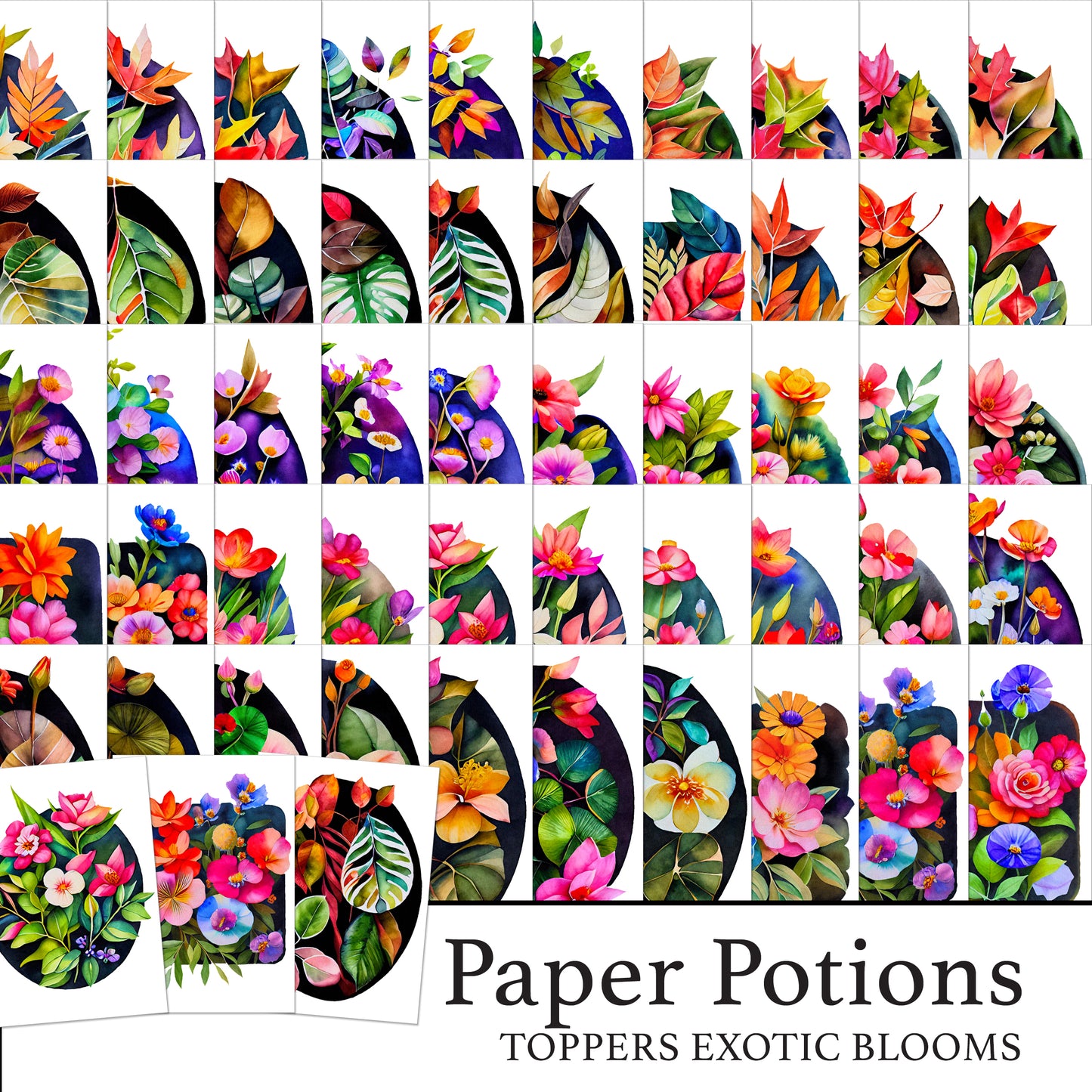 The Crafty Witches Paper Potions Exotic Blooms Toppers Digital Collection