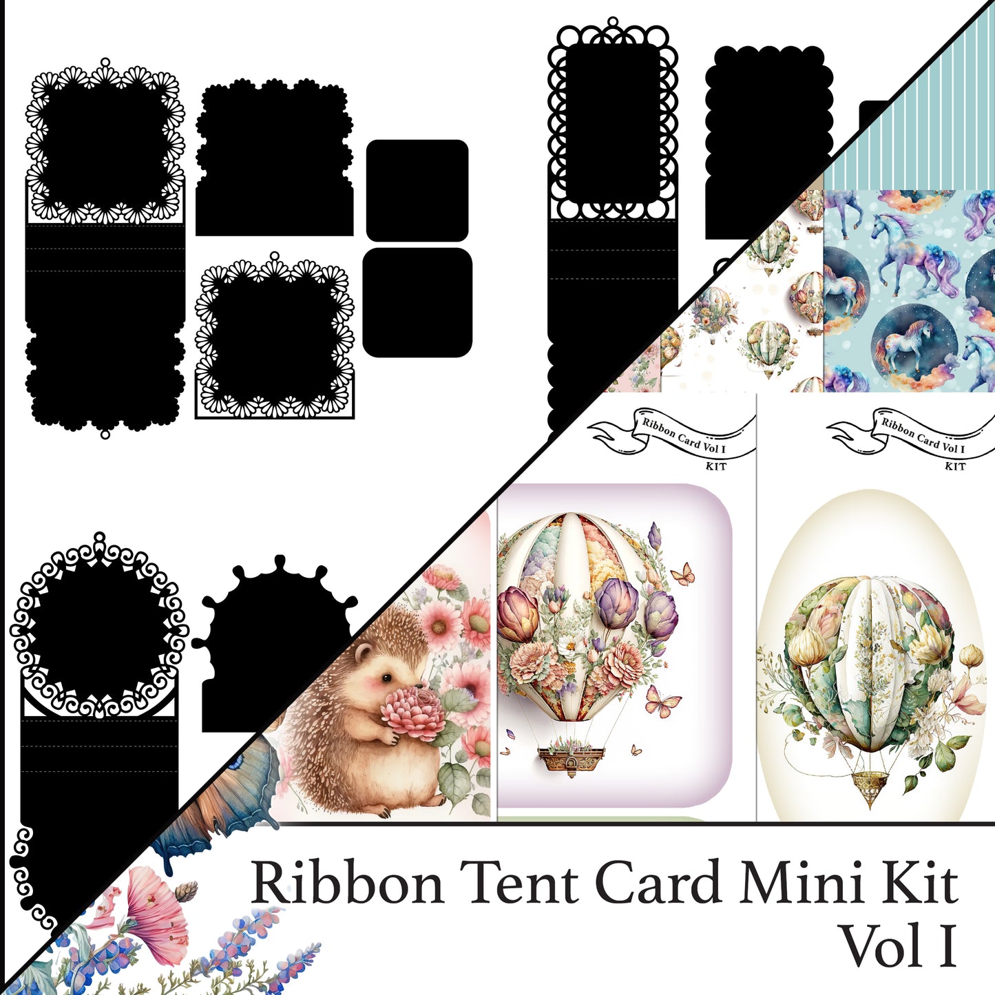 The Crafty Witches Ribbon Tent Cards Vol I with Digital Mini Kit SVG Files