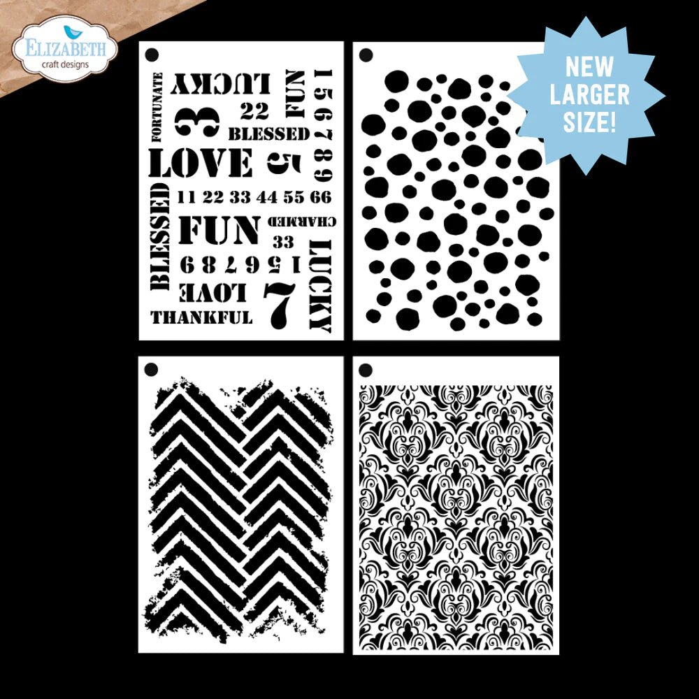 Elizabeth Craft Designs Set of 4 Journal Stencils 11 - 15cm x 22cm