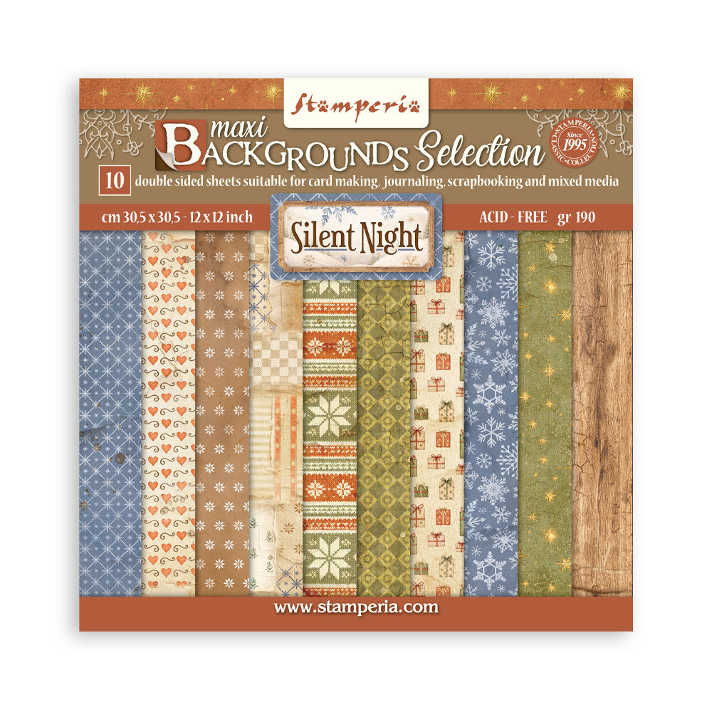 Stamperia Silent Night 12"x12" Backgrounds Pad - 10 Double Sided Sheets