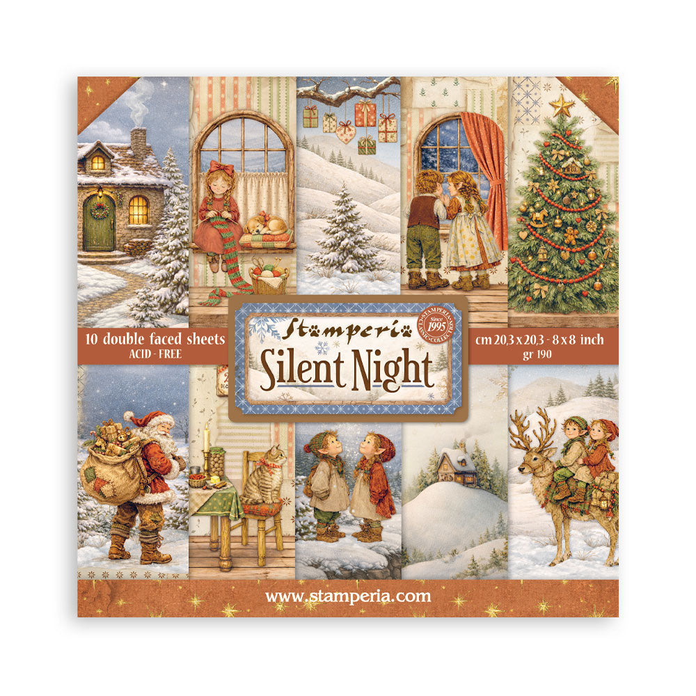 Stamperia Silent Night 8"x8" Double Face Pad - 10 Double Faced Sheets