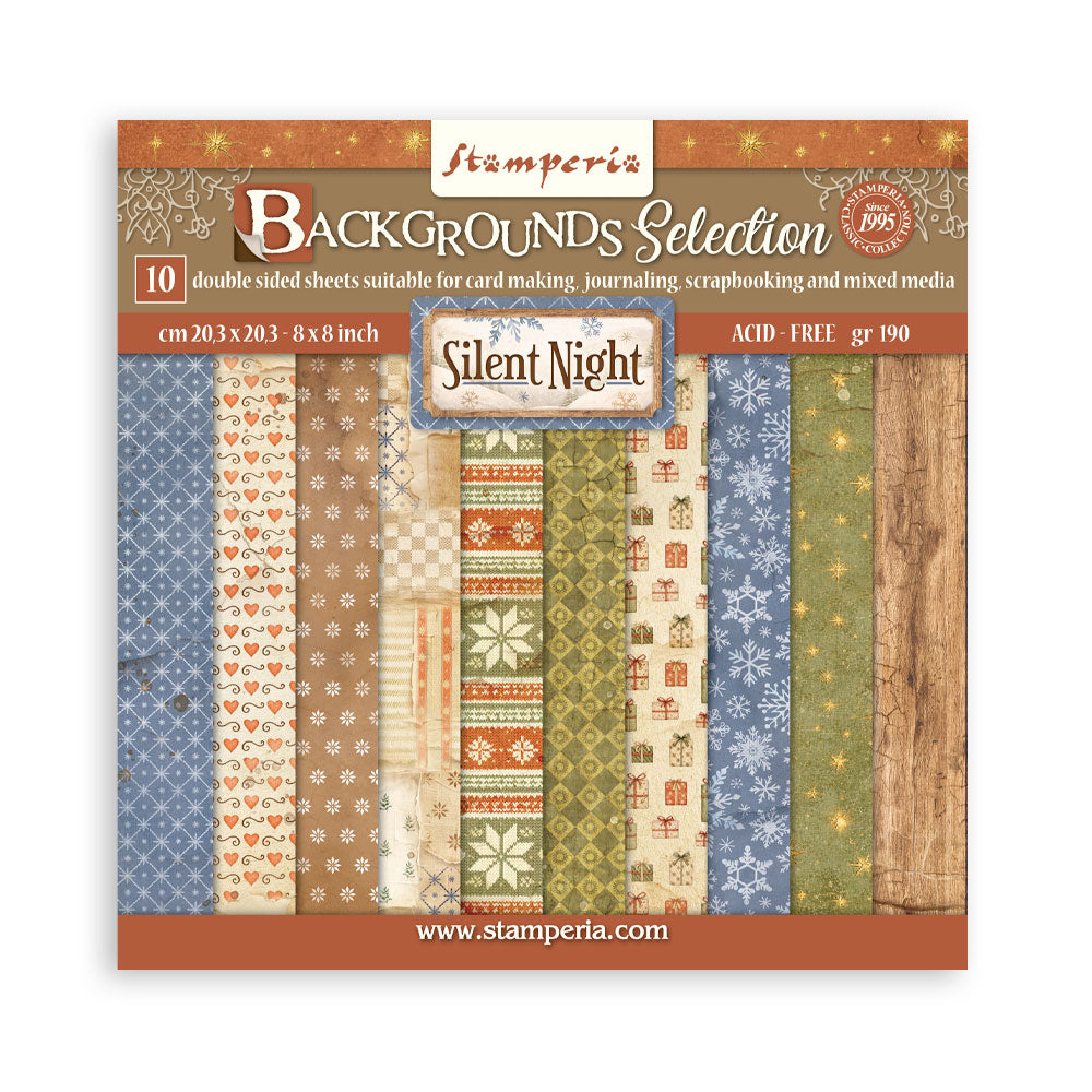 Stamperia Silent Night 8"x8" Backgrounds Pad - 10 Double Sided Sheets