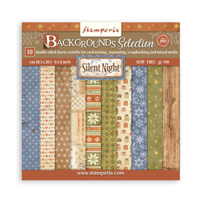 Stamperia Silent Night 8"x8" Backgrounds Pad - 10 Double Sided Sheets