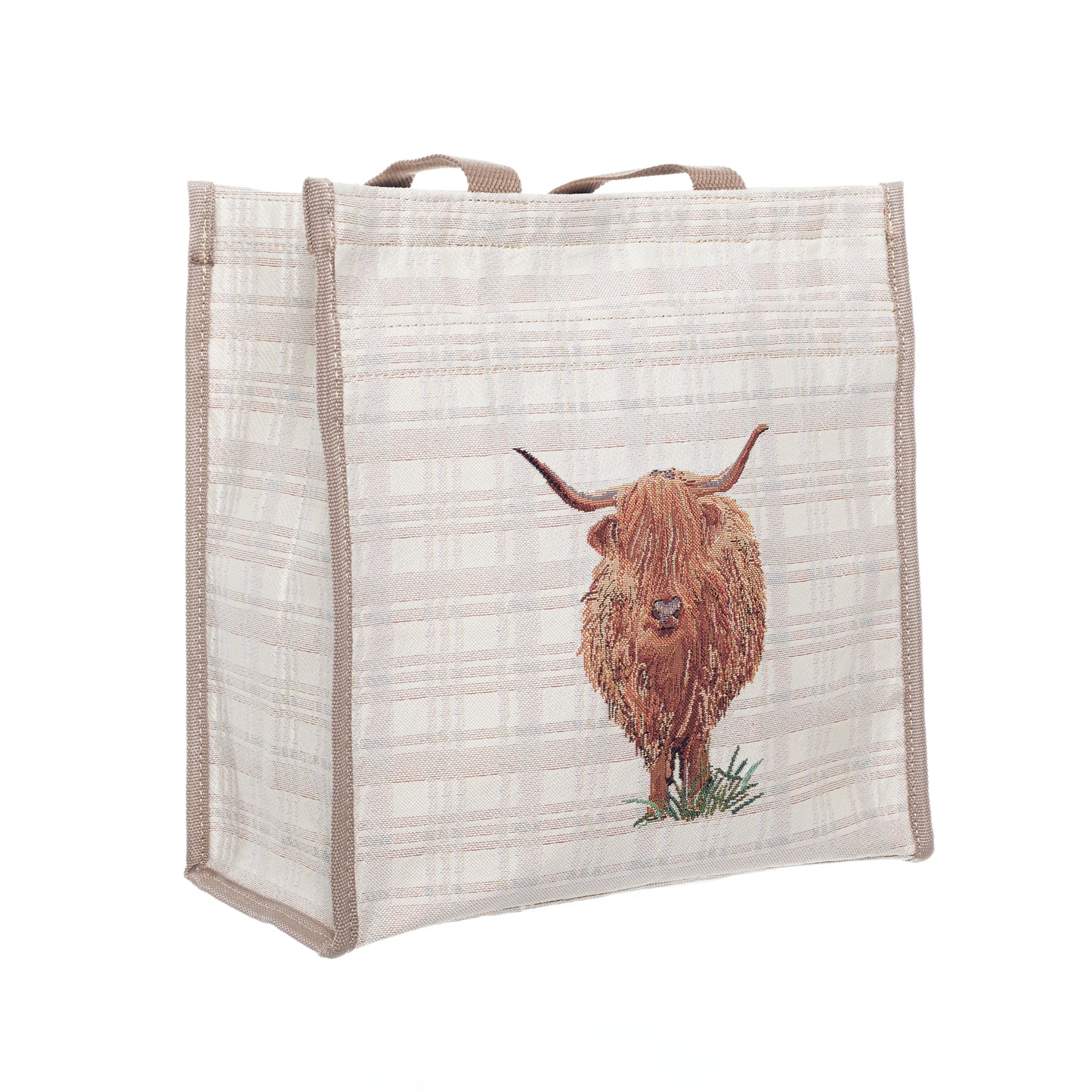 Signare Tapestry Highland Cow Automatic Umbrella with Shopper Bag