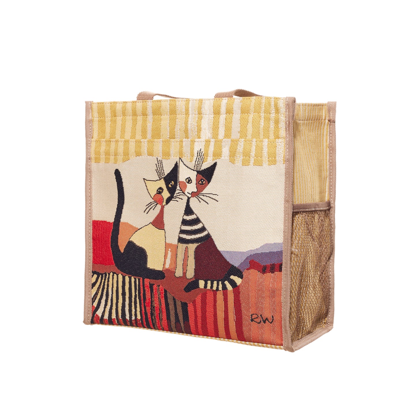 Signare Tapestry Rosina Cat Automatic Umbrella with Shopper Bag