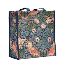 Signare Tapestry William Morris Strawberry Thief Blue Shopper Bag with Umbrella
