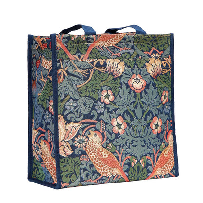 Signare Tapestry William Morris Strawberry Thief Blue Shopper Bag with Umbrella