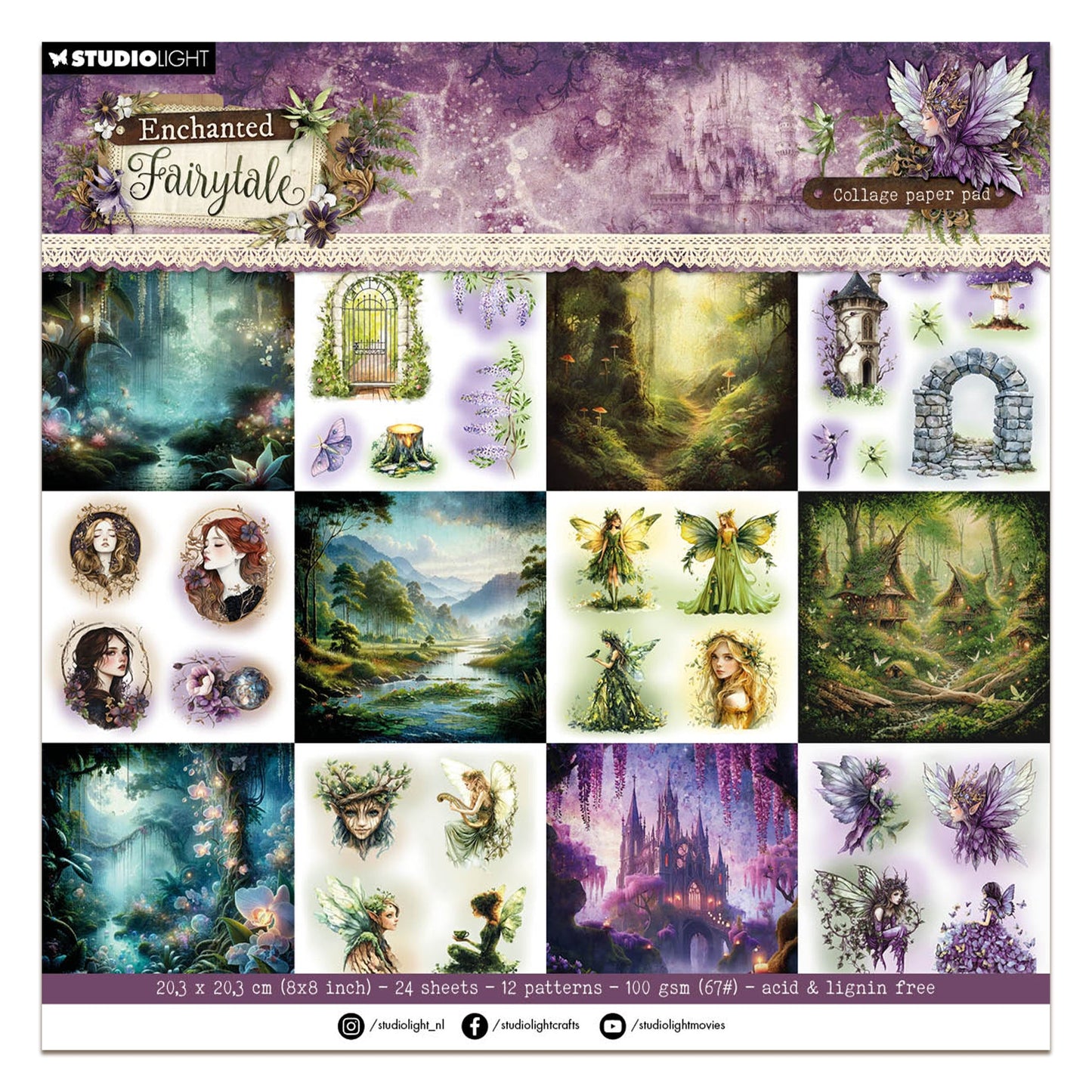 Studio Light Enchanted Fairytale Collage Paper Pad Collage Paper Pad - 24 Sheets