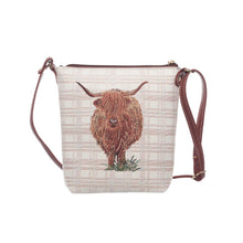 Signare Tapestry Highland Cow Sling Bag with Zip Purse