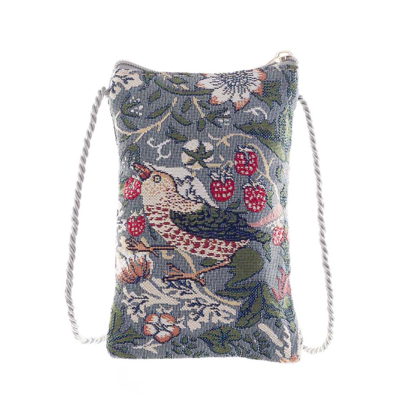Signare Tapestry William Morris Shopper, Smart Phone Bag & Frame Purse Strawberry Thief Grey