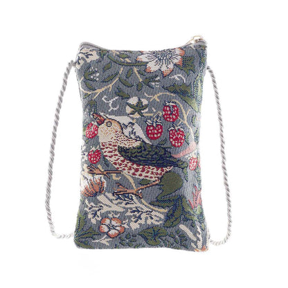 Signare Tapestry William Morris Shopper, Smart Phone Bag & Frame Purse Strawberry Thief Grey