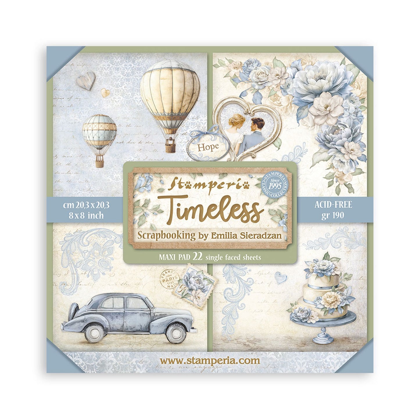 Stamperia Timeless 8"x8" Single Sided Scrapbook Pad