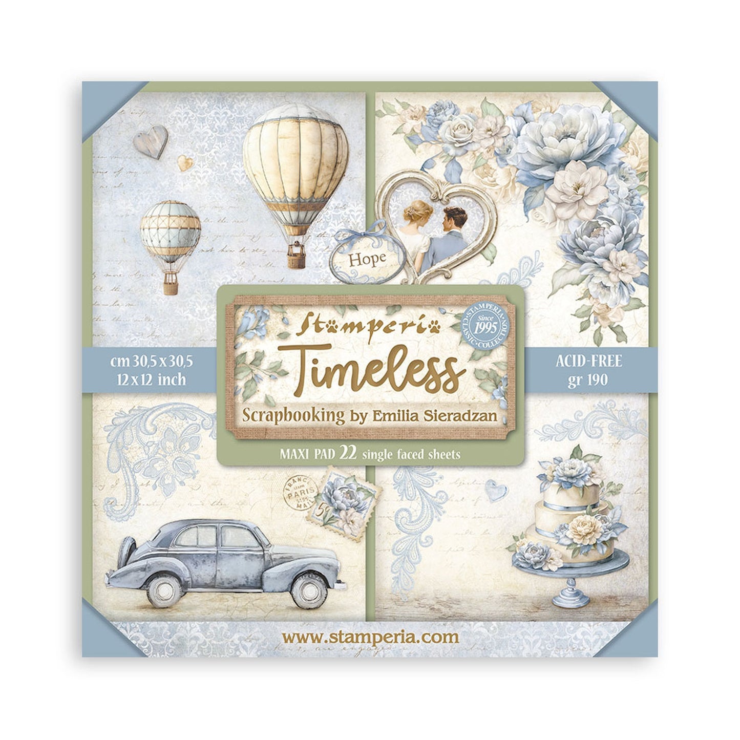 Stamperia Timeless 12"x12" Single Sided Scrapbook Pad