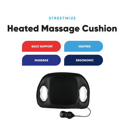 Streetwize Heated Massage Seat Cushion with Lumbar Support