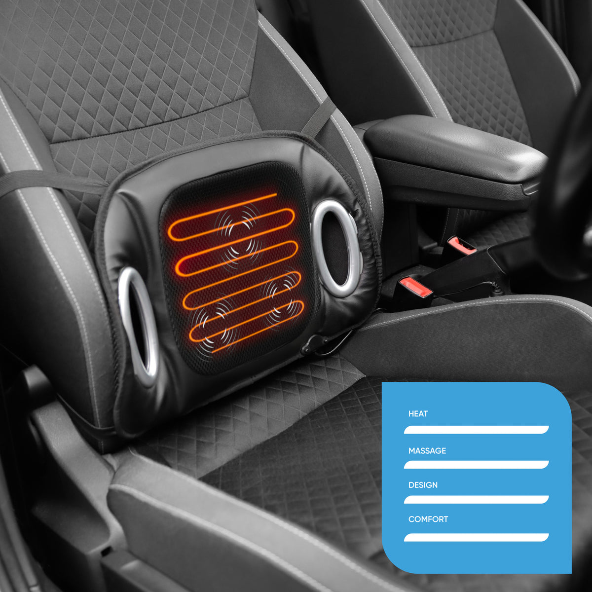 Streetwize Heated Massage Seat Cushion with Lumbar Support