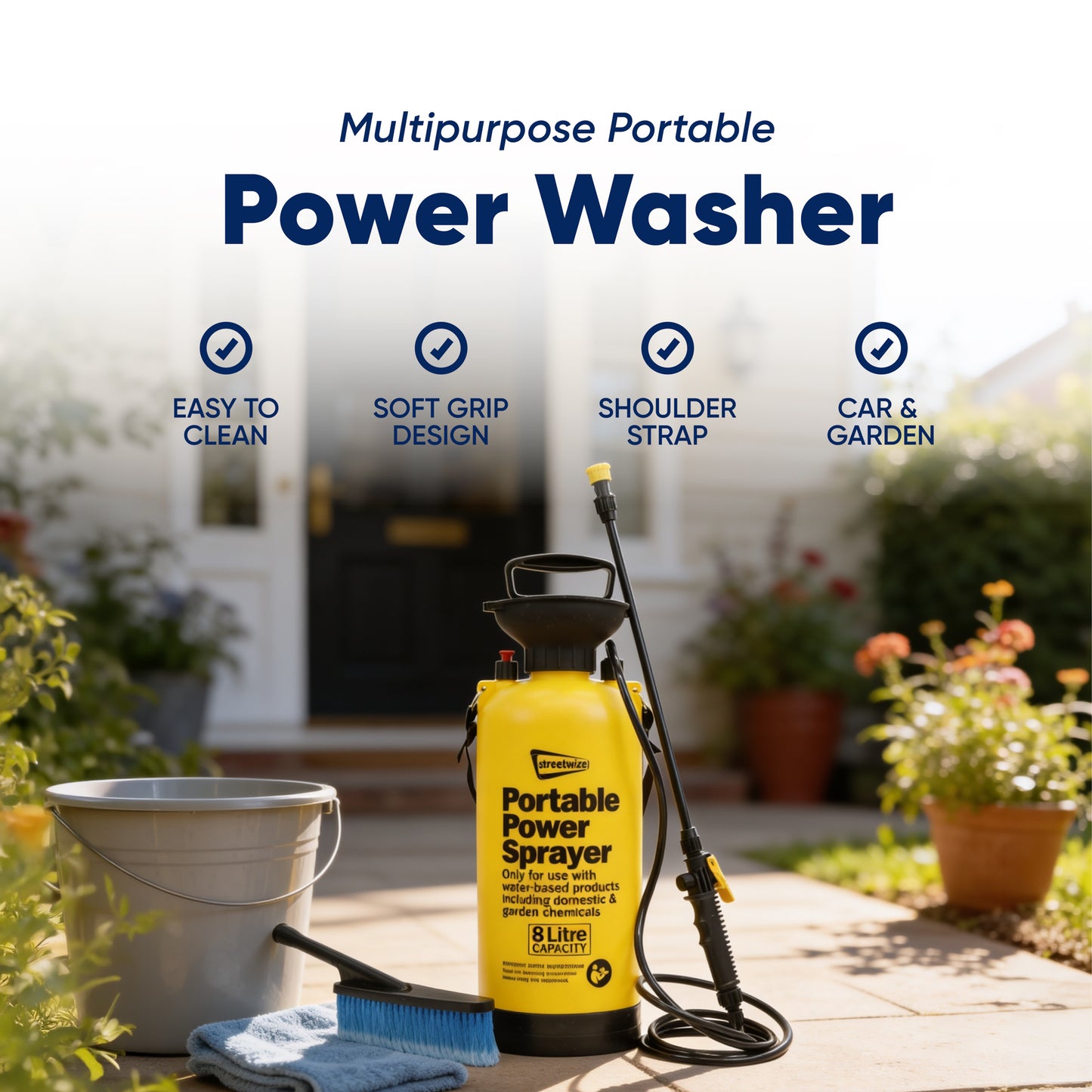 Streetwize 8L Pressure Sprayers with Extra Wash Brush