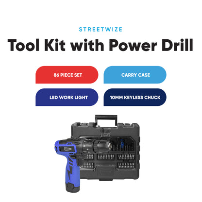 Streetwize 86PC Tool Kit with Power Drill
