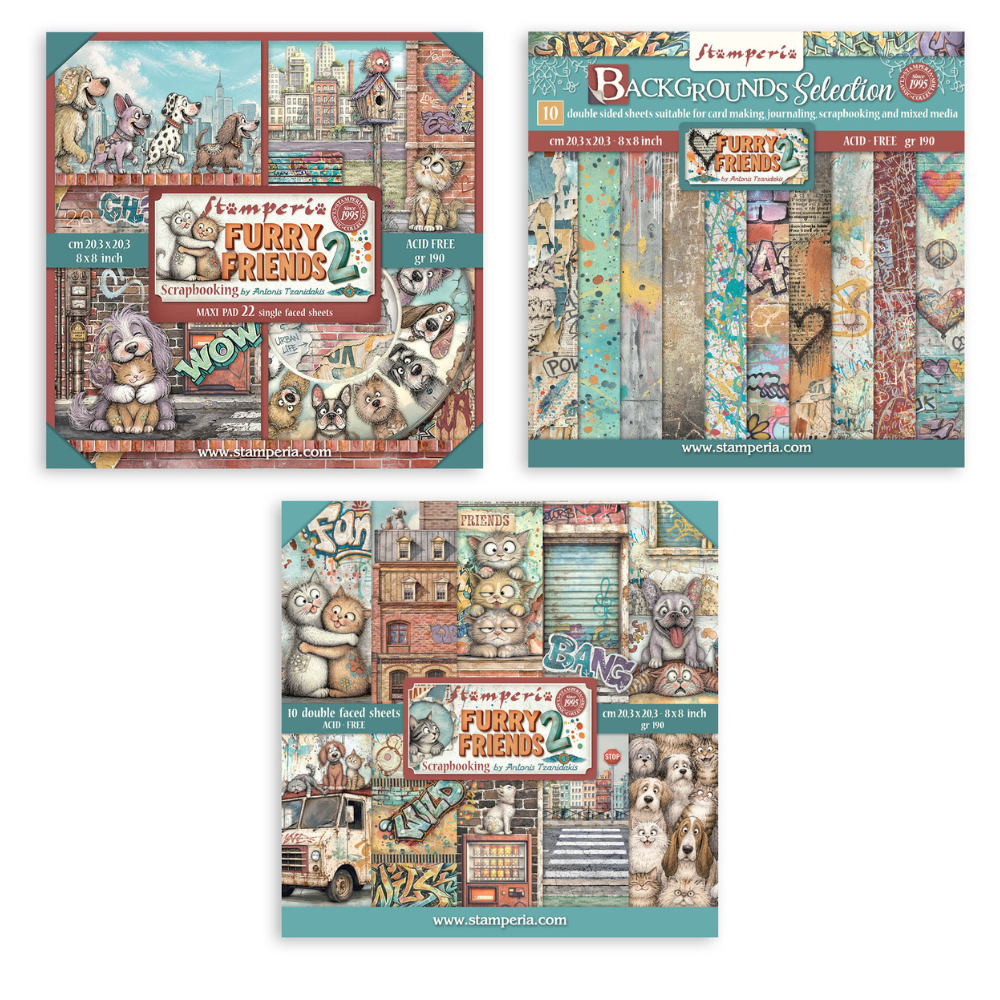 Stamperia Furry Friends 2 8" × 8" Paper Pad Selection