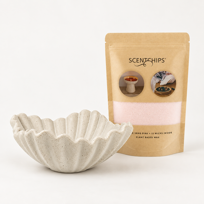 Scentchips by Parks Shell Clay White Bowl & Pink Candle Sand Kit 500g