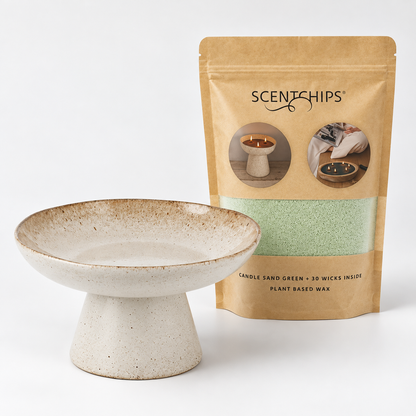 Scentchips by Parks Chalice Clay White Bowl & Green Candle Sand Kit 500g