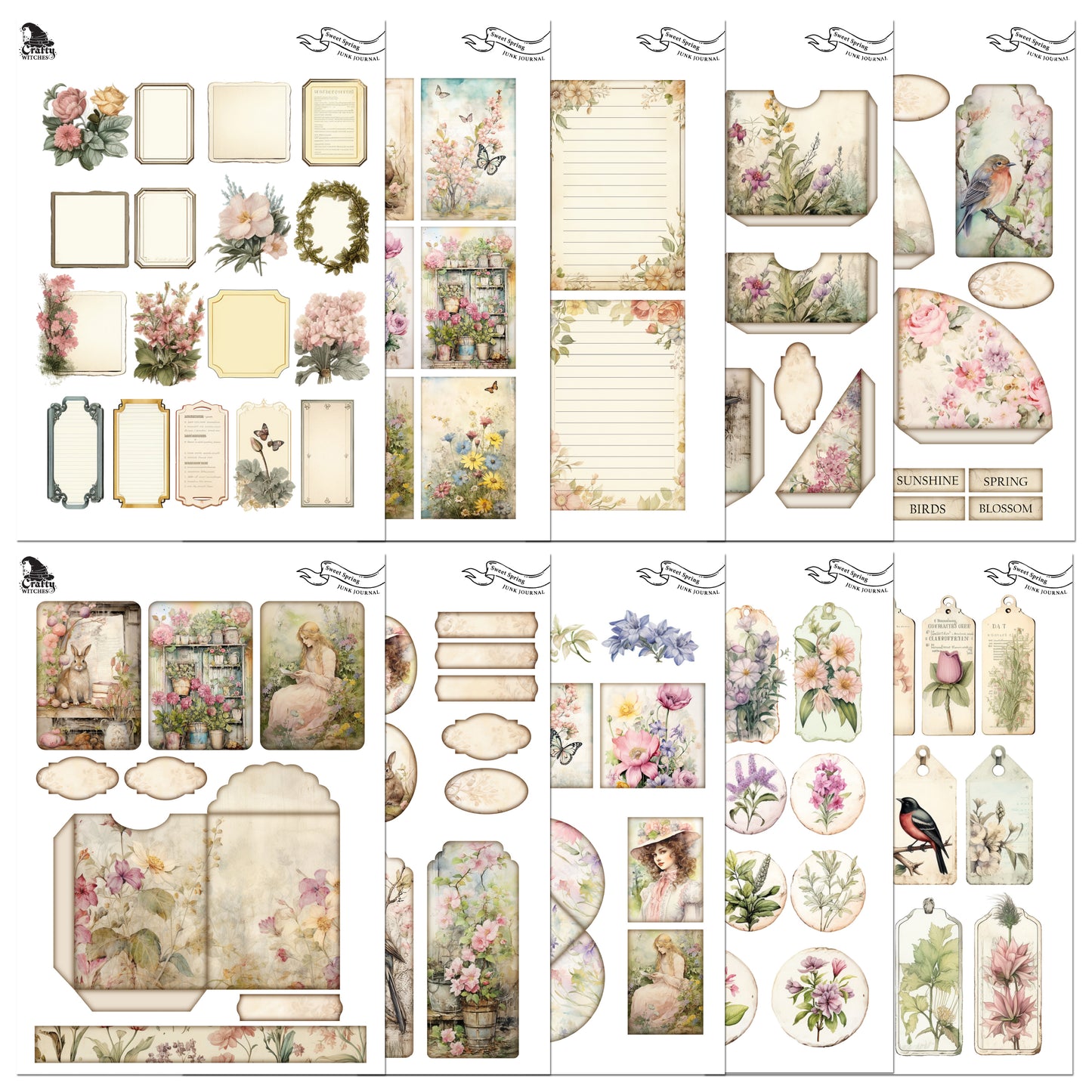 The Crafty Witches Sweet Spring Junk Journal Digital Collection
