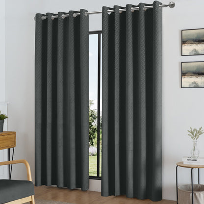 Luxury Living Temple Ring Top Curtains 46" x 90" | Thermal Blackout Curtains (Pair)