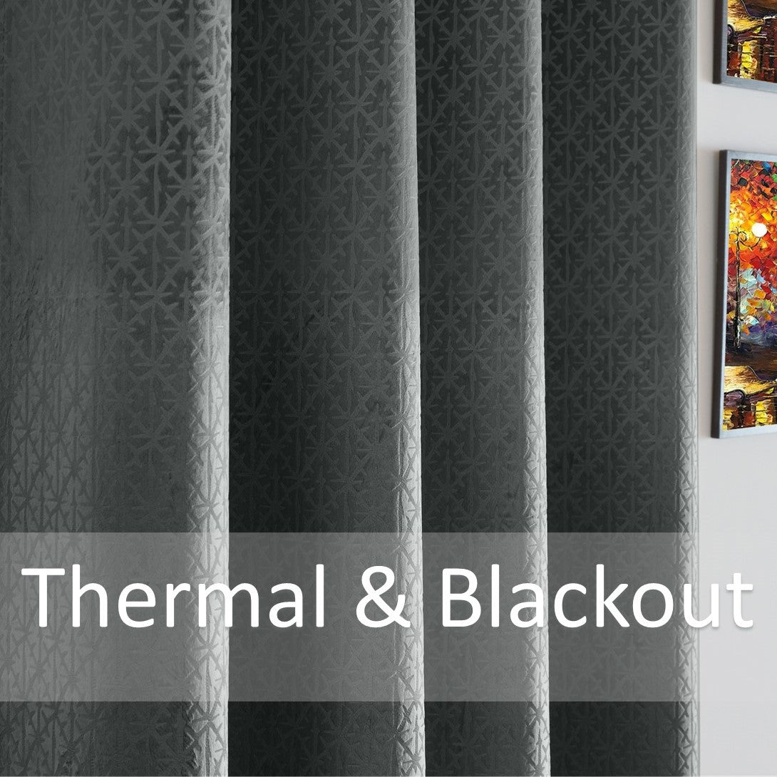Luxury Living Temple Ring Top Curtains 46" x 90" | Thermal Blackout Curtains (Pair)