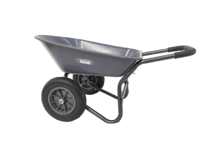 The Handy 78 Litre Galvanised Steel Wheelbarrow with Twin Puncture Proof Tyres